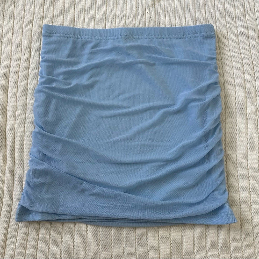 SHEIN Light Blue Side Ruched Mini Skirt Double Lined